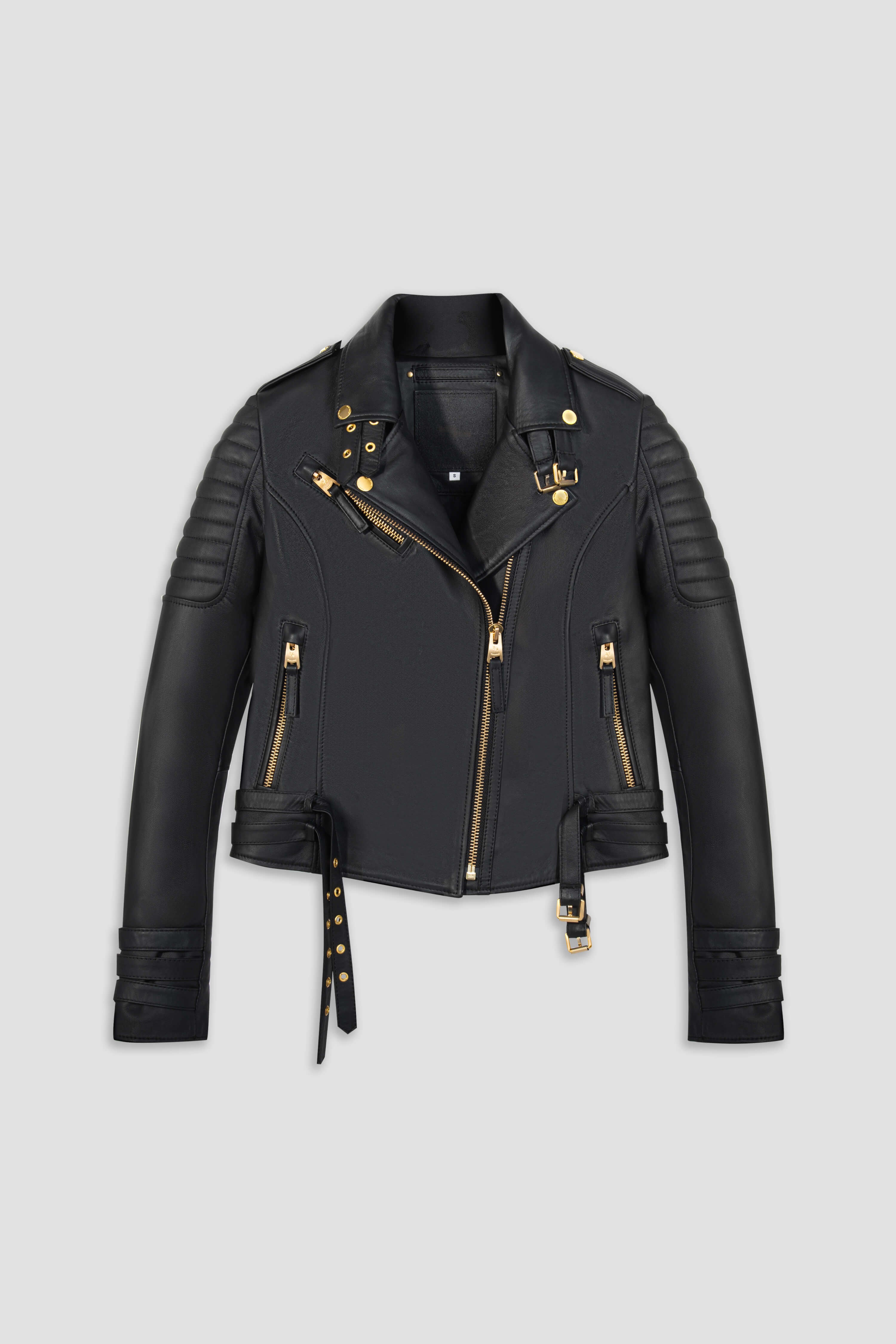 Women's Ribbed Black Leather Jacket | BODA SKINS