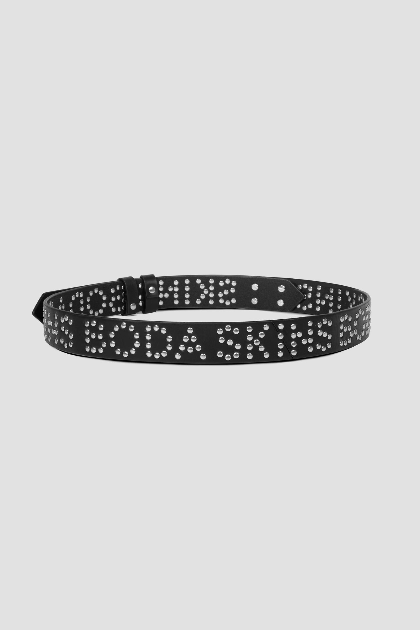 Studded Logo Saddle Pin Belt