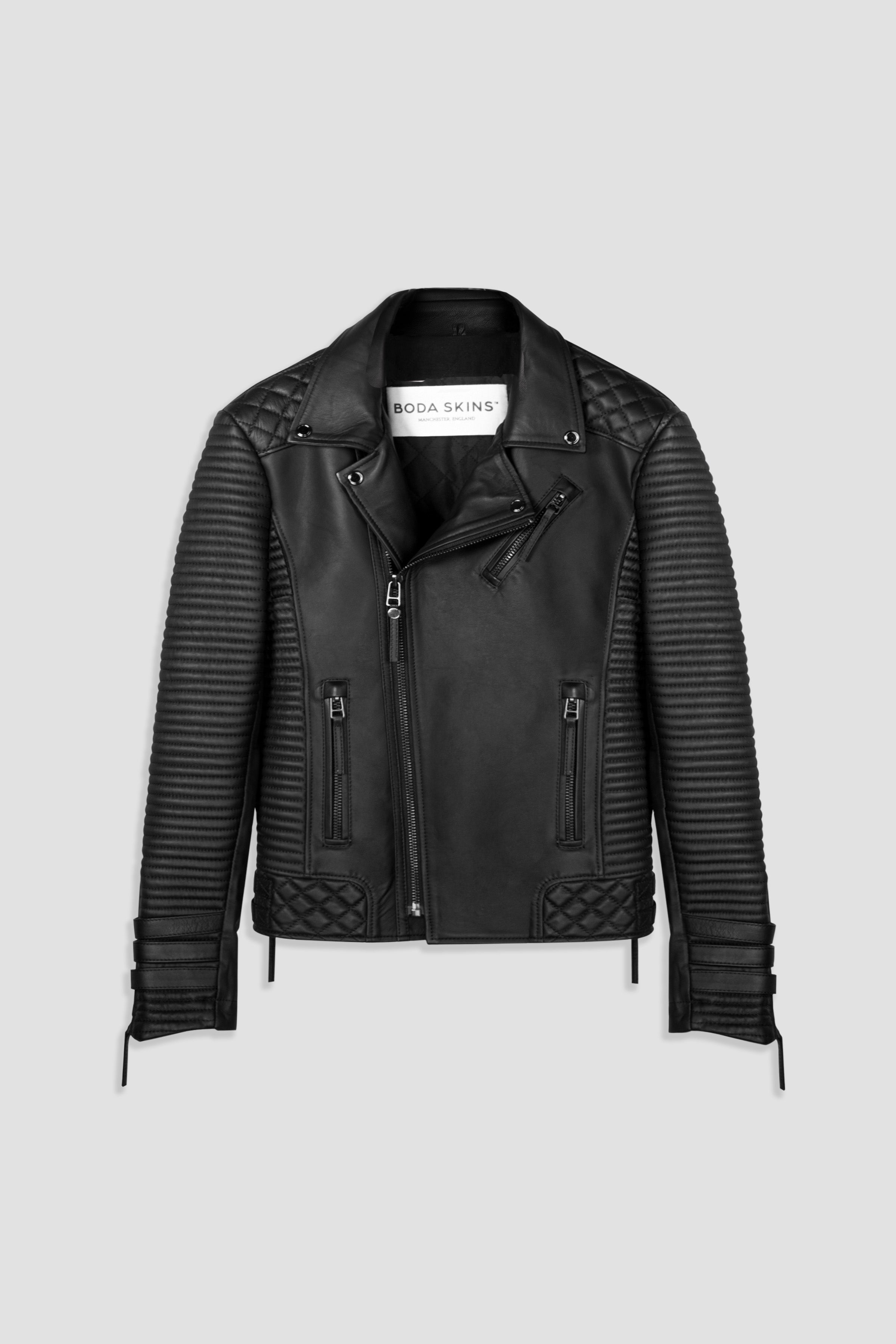 The Alexander Men's Black Leather Biker Jacket | BODA SKINS